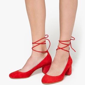 Loeffler Randall woman Clara lace up suede pump